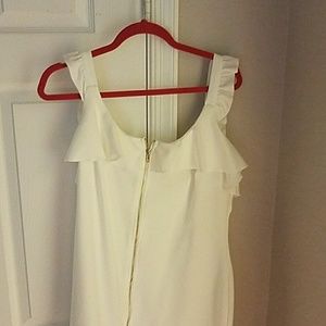 White ruffle zipper dress